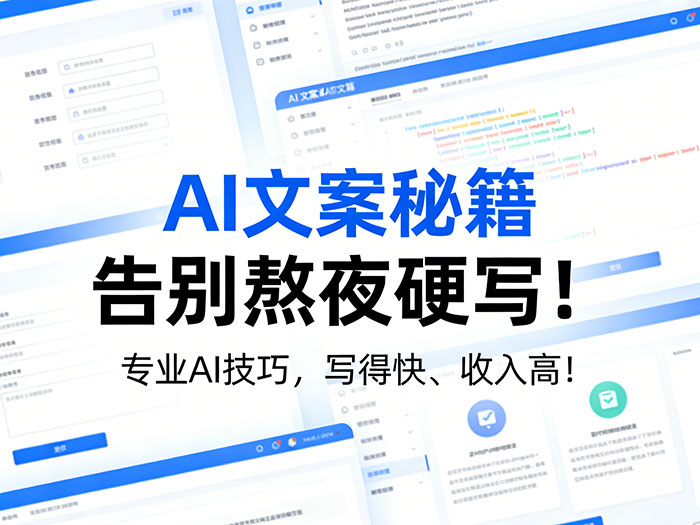 AI文案秘籍：告别熬夜硬写！专业AI技巧，写得快、收入高！