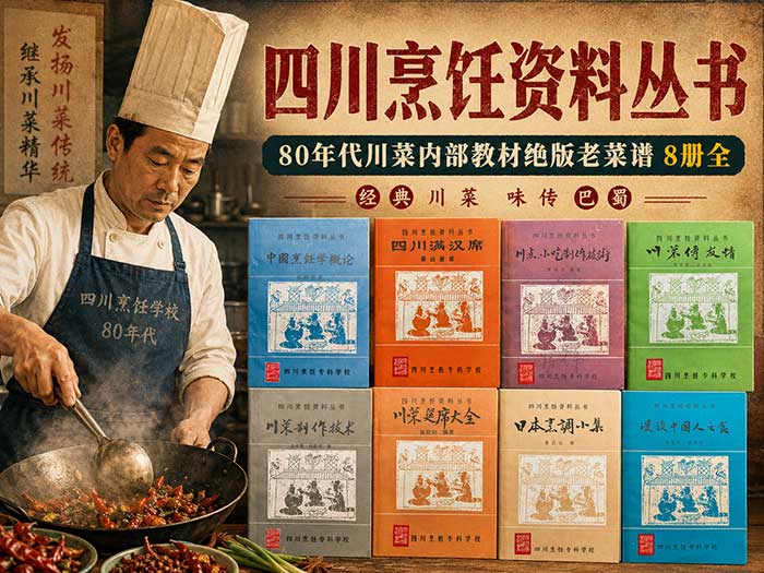 绝版80年代川菜内部教材《四川烹饪资料丛书》8册全集PDF下载 | 餐饮大厨与川菜爱好者必藏的秘笈老菜谱