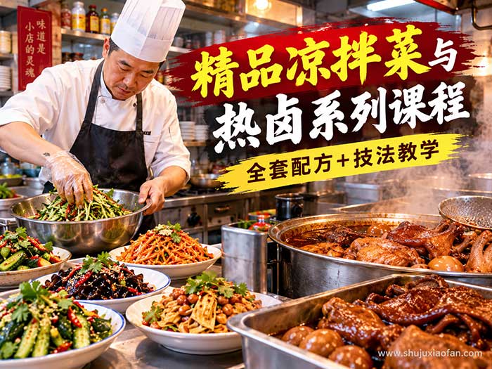 精品凉拌菜与热卤系列课程全套配方技法教学 ——140 集实操视频,从万能红油到麻辣羊货,凉拌菜卤味摆摊开店必备