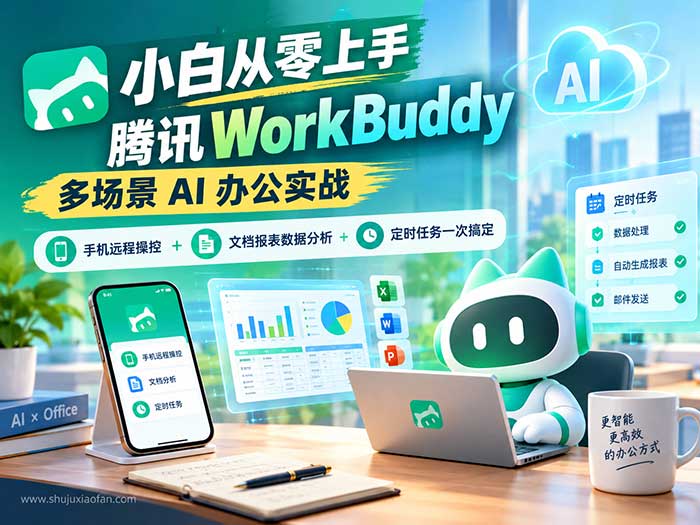 《小白从零上手腾讯WorkBuddy》多场景AI办公实战全套课程|手机远程操控+文档报表数据分析+定时任务 MP4
