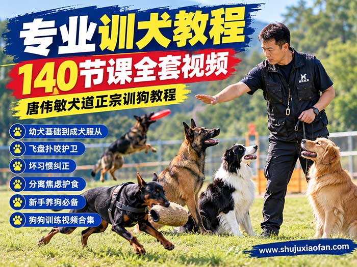 专业训犬教程140节课全套视频 唐伟敏犬道正宗训狗教程 新手养狗必备狗狗训练视频合集