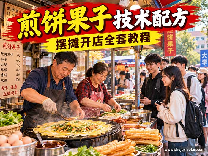 煎饼果子技术配方全套视频教程|山东杂粮脆煎饼 + 软煎饼・秘制酱料・薄脆制作・摆摊开店创业手册