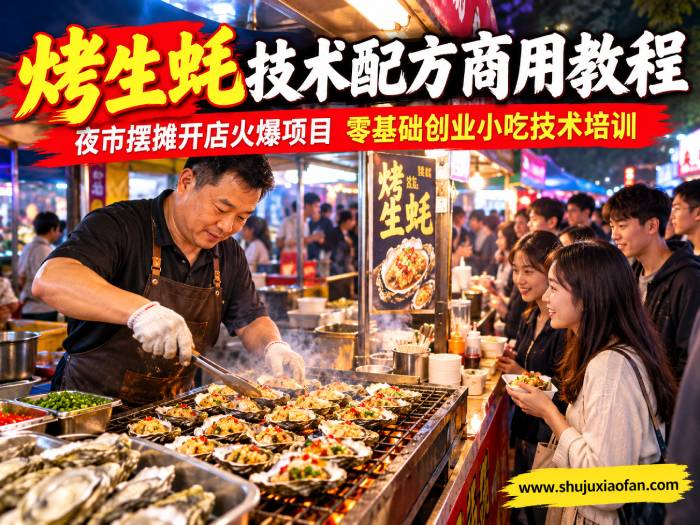 烤生蚝技术配方商用教程 夜市摆摊开店火爆项目 蒜蓉生蚝扇贝秘制料汁全套视频教学 零基础创业小吃技术培训 MP4