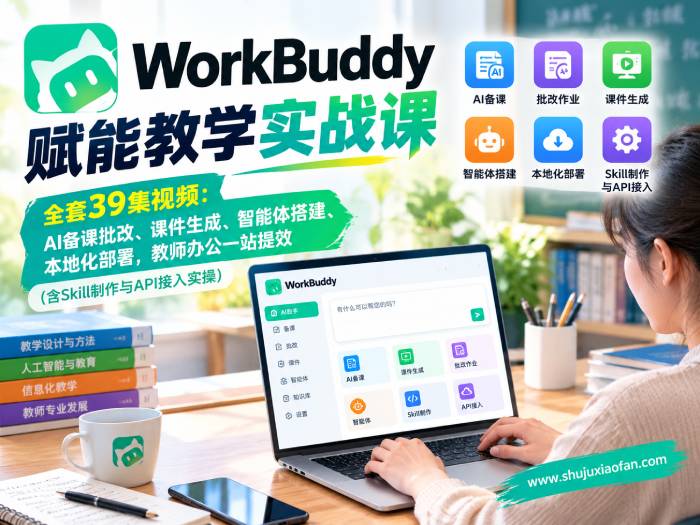 面向教师的WorkBuddy赋能教学实战课:AI备课、课件、智能体、本地化,办公提效(含Skill制作与API接入实操)