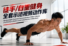 【多种难度合集】徒手/自重健身全套示范视频动作库（130+全部位高清示范） 标准动作大百科 MP4
